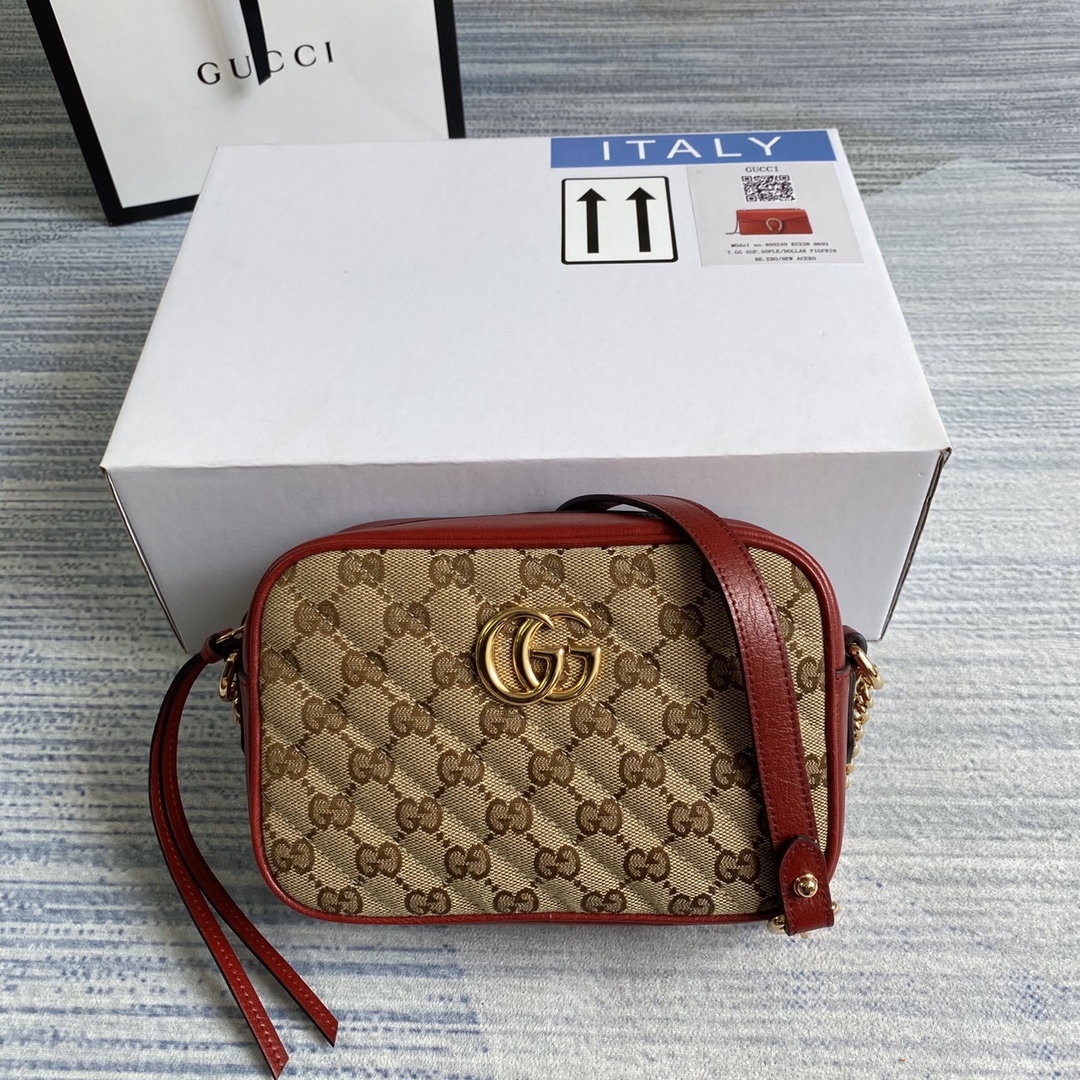 Gucci GG Marmont Matelasse Mini Shoulder Bag 448065 Red